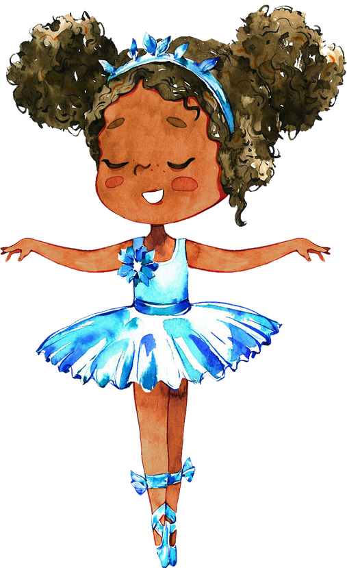 Illustration of Smiling Ballerina Girl in a Blue Tutu